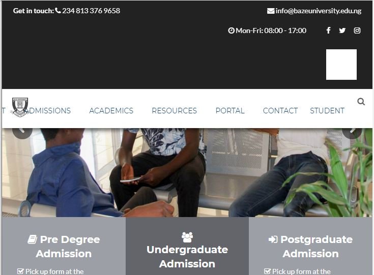Baze University Post UTME Past Questions and Answers